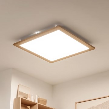 Brilagi - dimeriuojamas lubinis LED šviestuvas SLIMFRAME WOOD LED/58W/230V 64x64 cm 3000-6000K rudas + nuotolinis valdymas