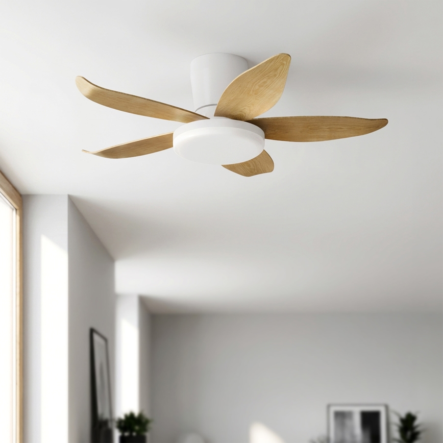 Brilagi - reguliuojamas LED lubinis ventiliatorius LED/32W/230V 3000-6500K Ø95 cm balta/ruda + nuotolinis valdymas