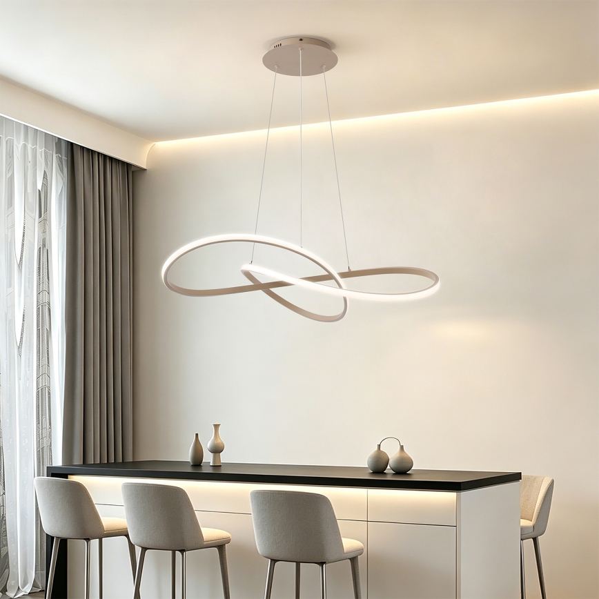 BRILAGI - Dimeriuojama LED liustra ant laido INFINITY LED/80W/230V 3000-6000K 80x80 cm smėlinė + nuotolinis pultelis