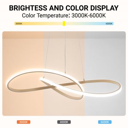 BRILAGI - Dimeriuojama LED liustra ant laido INFINITY LED/80W/230V 3000-6000K 80x80 cm smėlinė + nuotolinis pultelis
