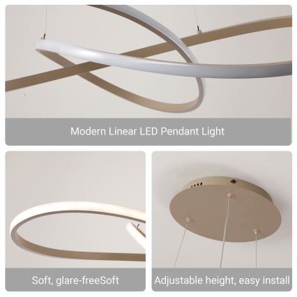 BRILAGI - Dimeriuojama LED liustra ant laido INFINITY LED/80W/230V 3000-6000K 80x80 cm smėlinė + nuotolinis pultelis
