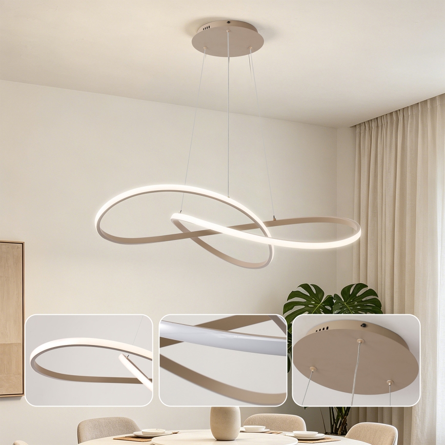 BRILAGI - Dimeriuojama LED liustra ant laido INFINITY LED/80W/230V 3000-6000K 80x80 cm smėlinė + nuotolinis pultelis