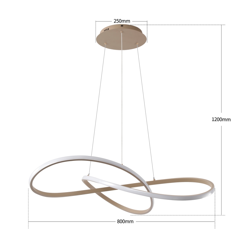 Brilagi - Dimeriuojama LED liustra ant laido INFINITY LED/80W/230V 3000-6000K 80x80 cm smėlinė + nuotolinis pultelis