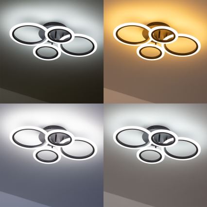 Brilagi - LED reguliuojamo ryškumo prigludęs prie lubų šviestuvas ORBITS LED/50W/230V 3000–6500K juodas + nuotolinis pultelis