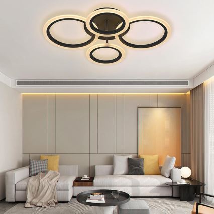 Brilagi - LED reguliuojamo ryškumo prigludęs prie lubų šviestuvas ORBITS LED/50W/230V 3000–6500K juodas + nuotolinis pultelis
