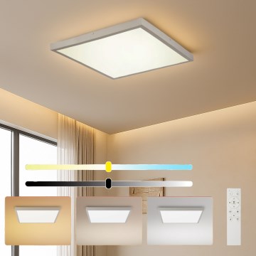 Brilagi - Dimeriuojamas vonios lubinis šviestuvas FRAME SMART LED/50W/230V 60x60 cm 3000-6000K IP44 sidabrinis + nuotolinis valdymas