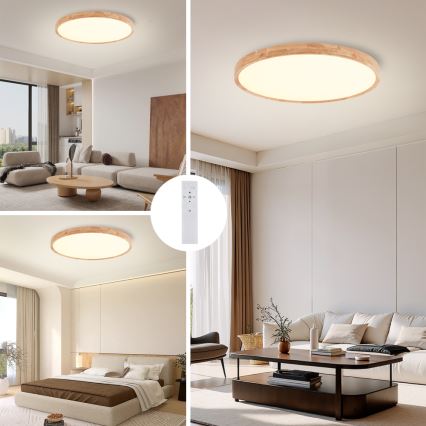 Brilagi - dimeriuojamas LED lubų šviestuvas WOODROUND LED/70W/230V 3000-6000K skersmuo 80 cm medinis CRI 90 + nuotolinis valdymas