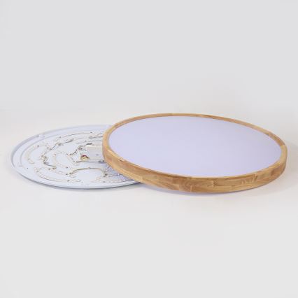 Brilagi - dimeriuojamas LED lubų šviestuvas WOODROUND LED/70W/230V 3000-6000K skersmuo 80 cm medinis CRI 90 + nuotolinis valdymas