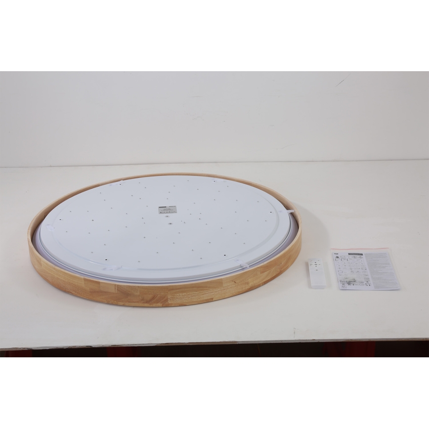 Brilagi - dimeriuojamas LED lubų šviestuvas WOODROUND LED/70W/230V 3000-6000K skersmuo 80 cm medinis CRI 90 + nuotolinis valdymas