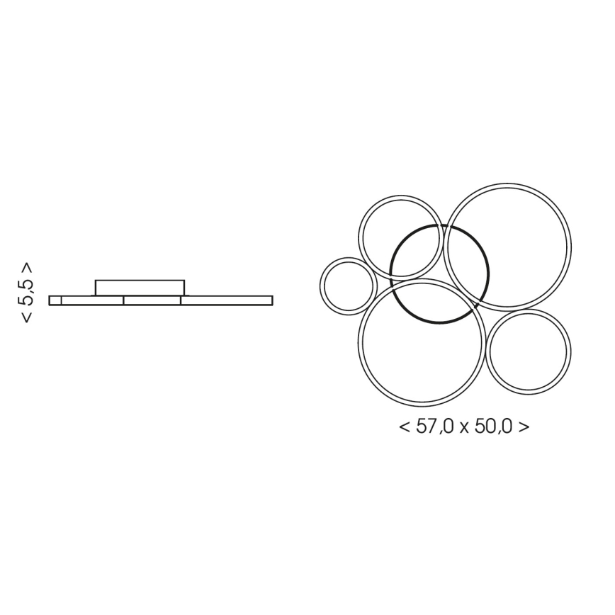 Brilagi - ECHO LED lubų šviestuvas, 60 W, 230 V, 4000 K, 50x57 cm, juodas