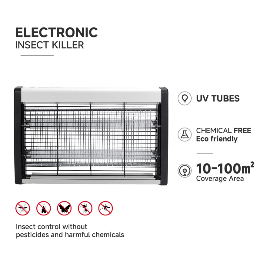 Brilagi - Elektrinė vabzdžių gaudyklė 2xUV/20W/230V 100 m2