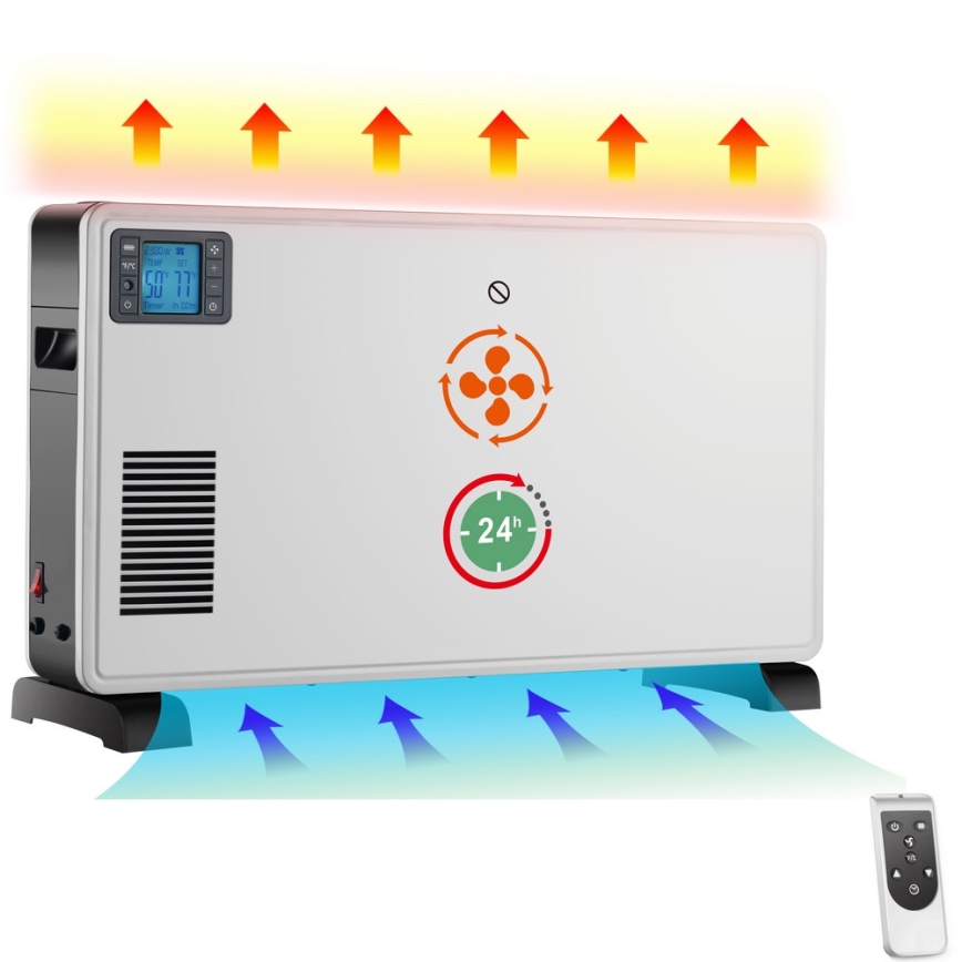 Brilagi - Elektrinis konvektorinis šildytuvas 1000/1300/2300W LCD/laikmatis/TURBO/termostatas+ valdymo pultas