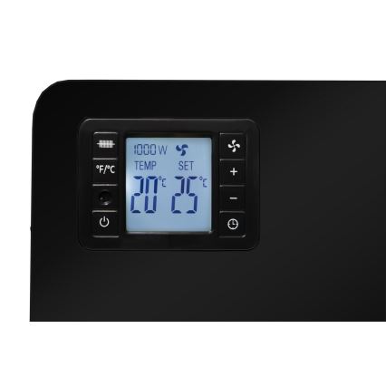 Brilagi - Elektrinis konvektorius šildytuvas 1000/1300/2300W LCD/timer/TURBO/termostatas juoda + nuotolinio valdymo pultas