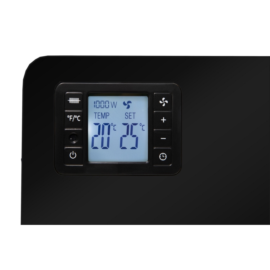 Brilagi - Elektrinis konvektorius šildytuvas 1000/1300/2300W LCD/timer/TURBO/termostatas juoda + nuotolinio valdymo pultas
