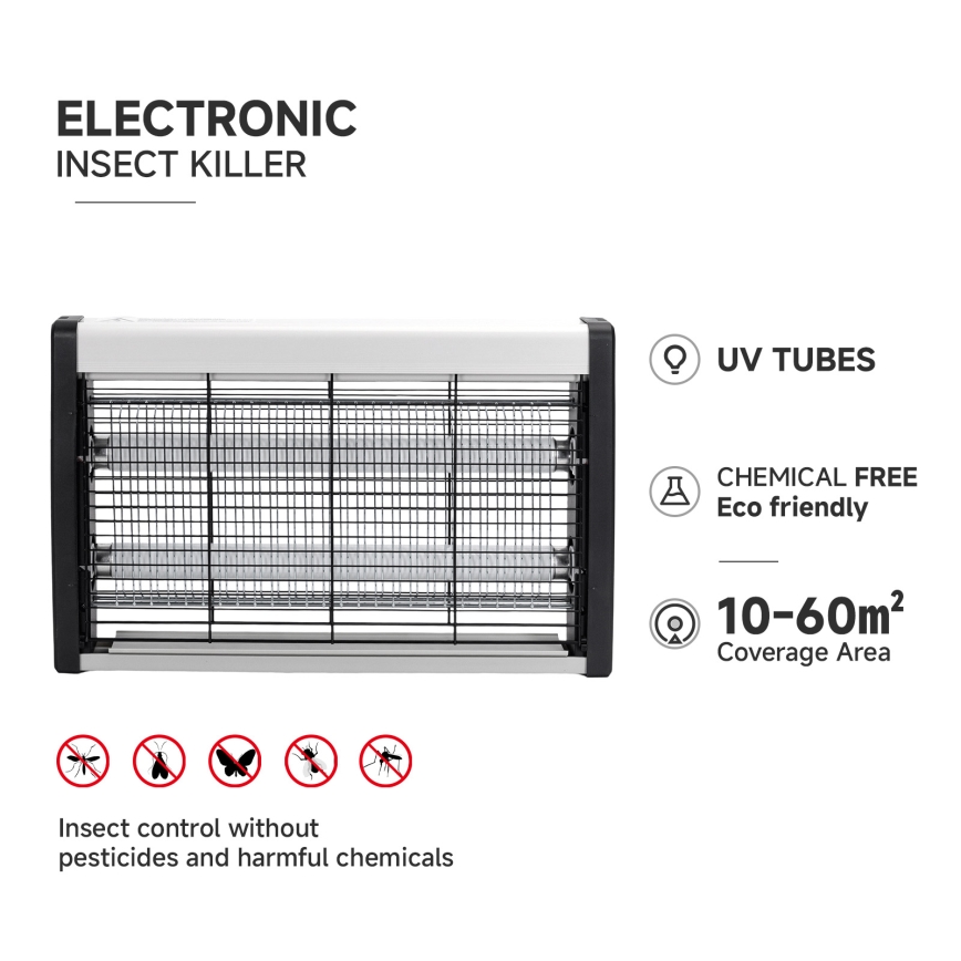 Brilagi - Elektrinis vabzdžių gaudytuvas 2xUV/10W/230V 60 m2