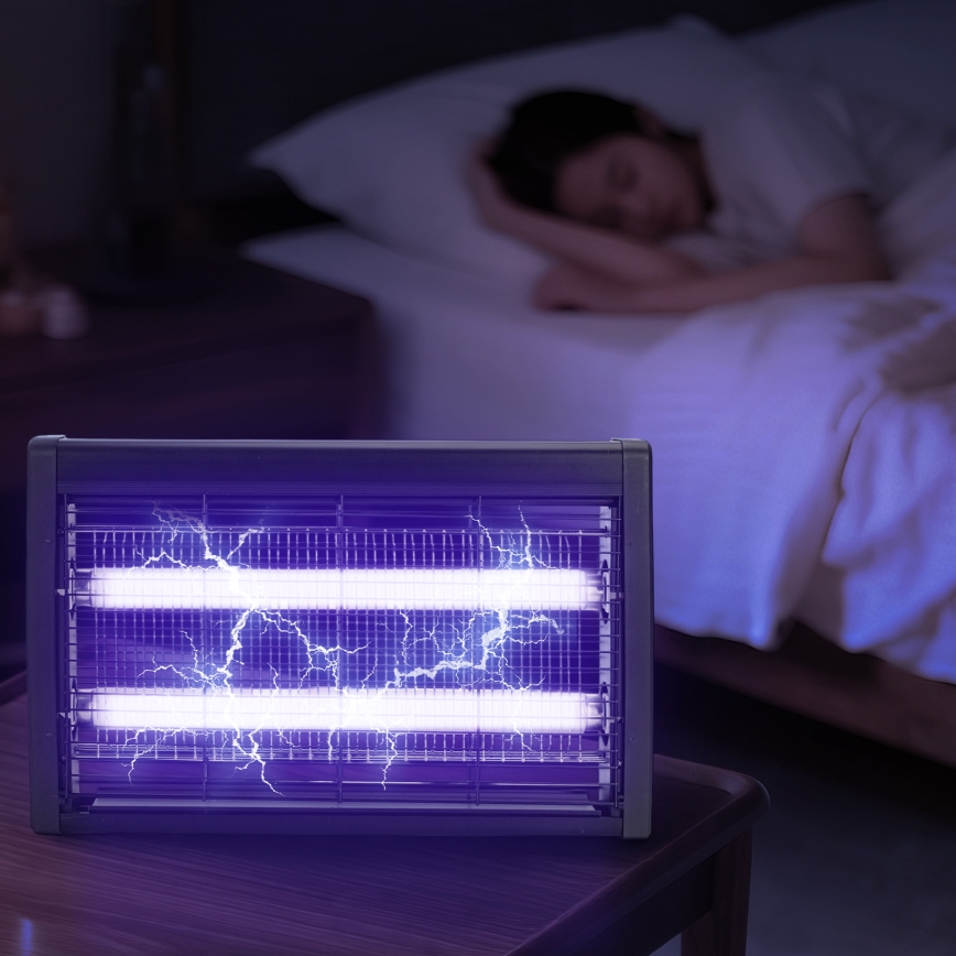 Brilagi - Elektrinis vabzdžių gaudytuvas 2xUV/18W/230V 100 m2 juoda