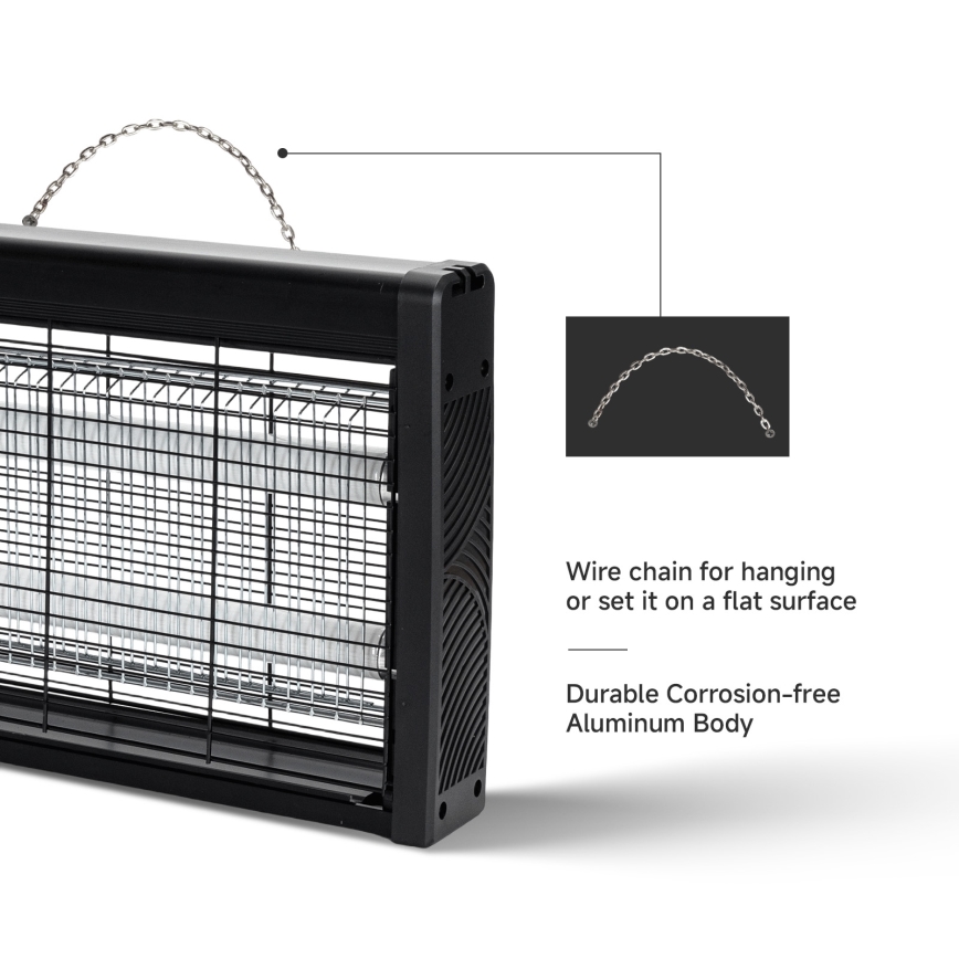 Brilagi - Elektrinis vabzdžių gaudytuvas 2xUV/18W/230V 100 m2 juoda