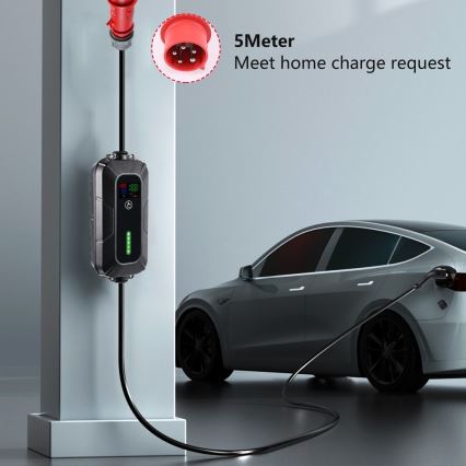 Brilagi - EV kelioninio įkrovimo stotelė elektromobiliams FAST AC Type 2 16A/380V 11kW + kištukas 230V, 3,7kW 5m + dėklas