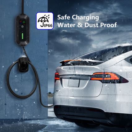 Brilagi - EV kelioninio įkrovimo stotelė elektromobiliams FAST AC Type 2 16A/380V 11kW + kištukas 230V, 3,7kW 5m + dėklas
