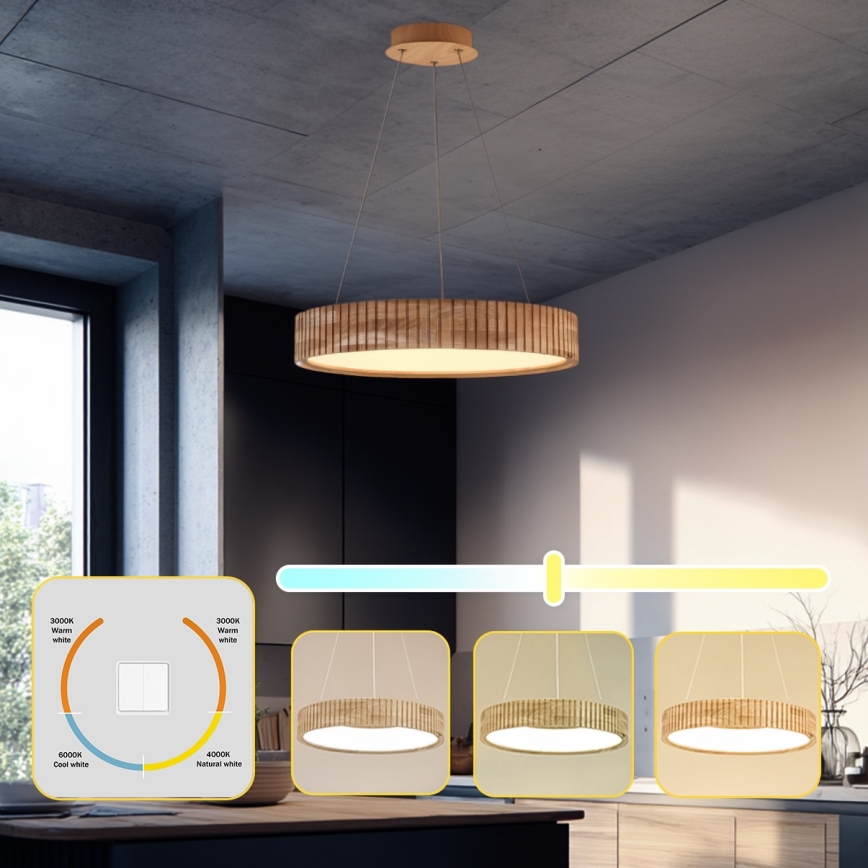 Brilagi - LED pakabinamas šviestuvas ant laido FALCON WOOD MODERN LED/30W/230V 3000/4000/6000K skersmuo 45 cm mediena