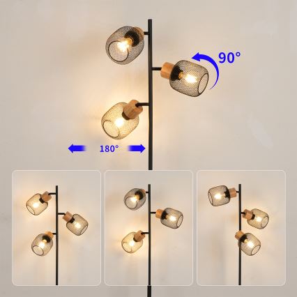 Brilagi - Grindinė lempa BASKLITE 3xE27/15W/230V mediena/juoda