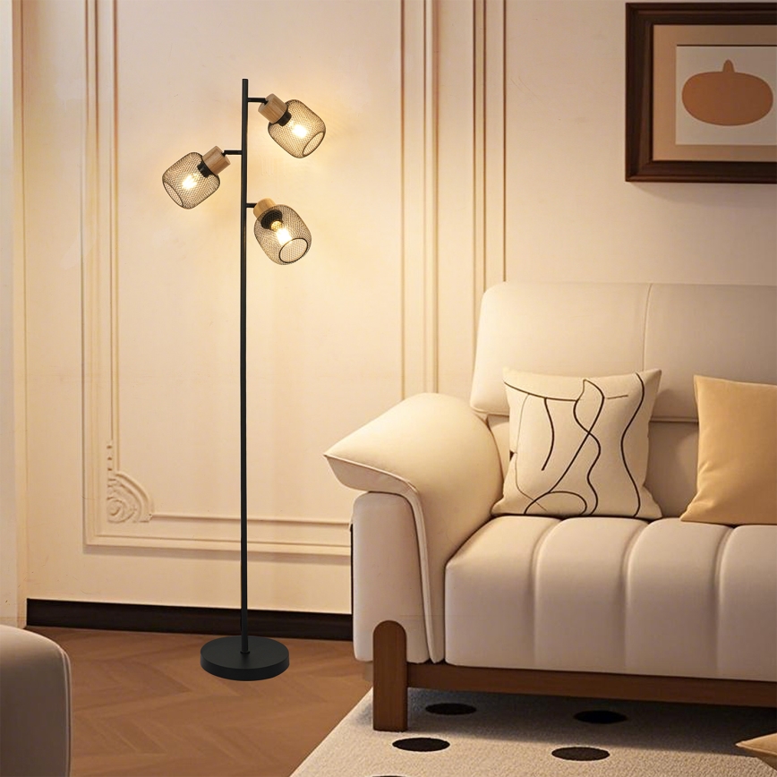 Brilagi - Grindinė lempa BASKLITE 3xE27/15W/230V mediena/juoda