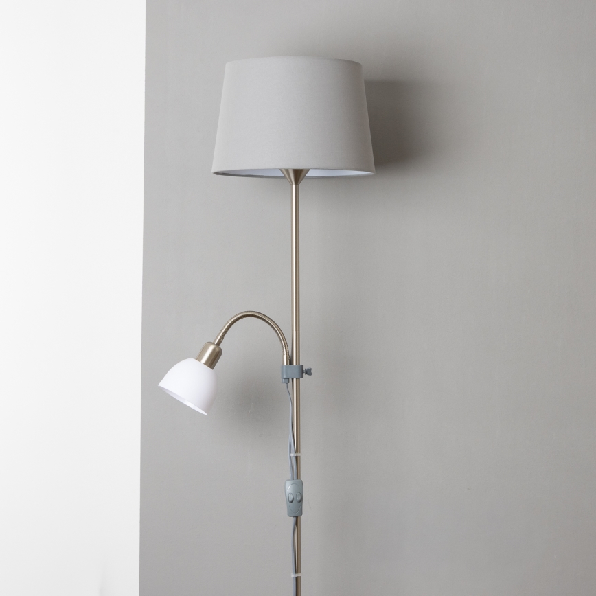 Brilagi - grindinė lempa CERIA 1xE27/100W/230V + 1xE14/25W matinis chromas/pilka