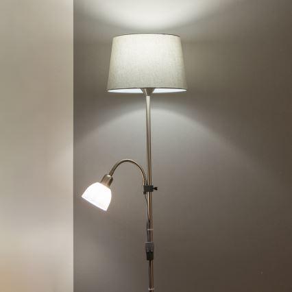 Brilagi - grindinė lempa CERIA 1xE27/100W/230V + 1xE14/25W matinis chromas/pilka