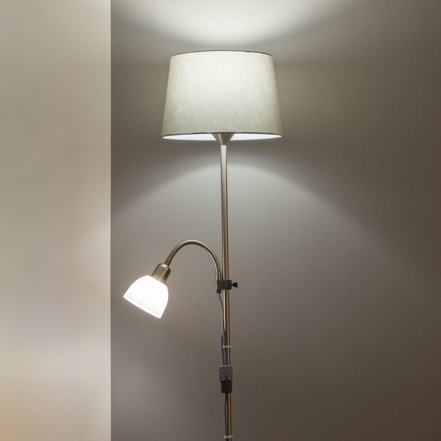 Brilagi - grindinė lempa CERIA 1xE27/100W/230V + 1xE14/25W matinis chromas/pilka