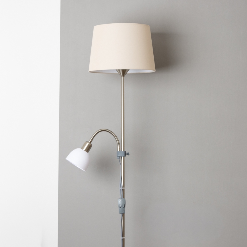 Brilagi - Grindinė lempa CERIA 1xE27/100W/230V + 1xE14/25W matinis chromas/smėlinė