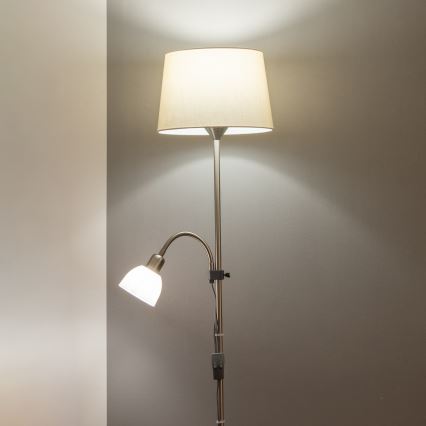 Brilagi - Grindinė lempa CERIA 1xE27/100W/230V + 1xE14/25W matinis chromas/smėlinė