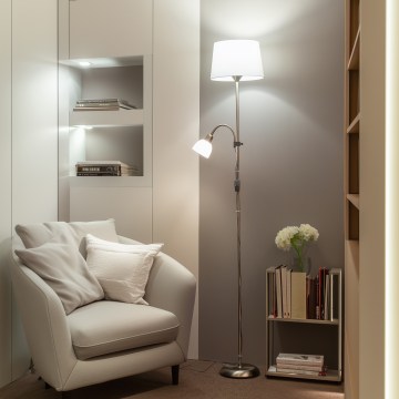 Brilagi - Grindinė lempa CERIA 2 viename 1xE27/100W/230V + 1xE14/25W matinis chromas/balta