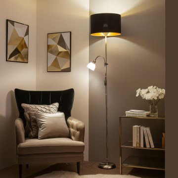 Brilagi - Grindinė lempa CERIA 2in1 1xE27/100W/230V + 1xE14/25W matinis chromas/juoda