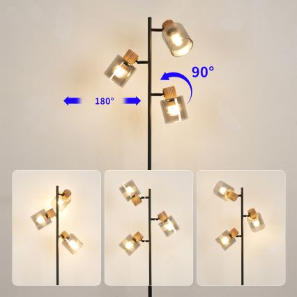 Brilagi - Grindinė lempa HYGGE 3xE14/15W/230V medinė/dūminė