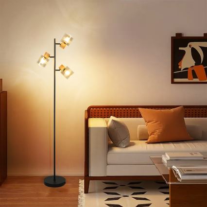 Brilagi - Grindinė lempa HYGGE 3xE14/15W/230V medinė/dūminė