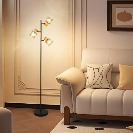 Brilagi - Grindinė lempa HYGGE 3xE14/15W/230V medinė/dūminė