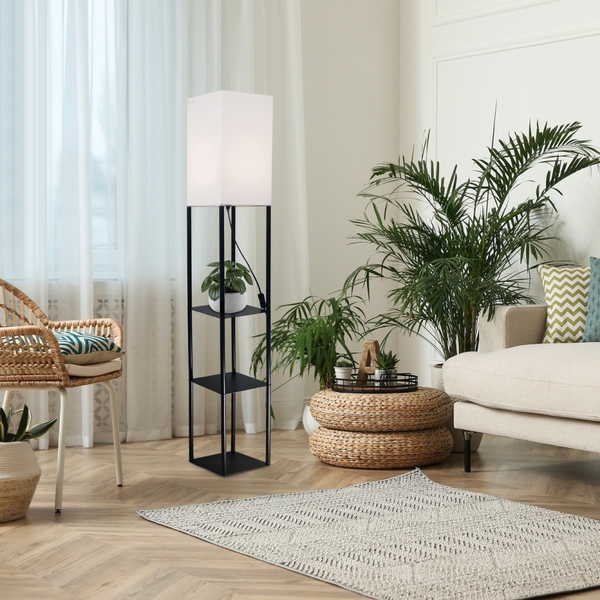 Brilagi - Grindinė lempa su lentynomis GRADUS 1xE27/40W/230V 150 cm juoda/balta