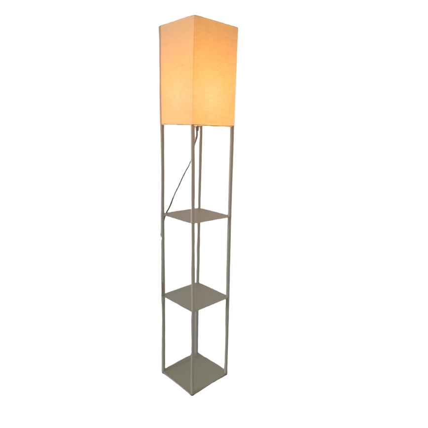 Brilagi - Grindinė lempa su lentynomis GRADUS 1xE27/40W/230V pilka/smėlio spalvos
