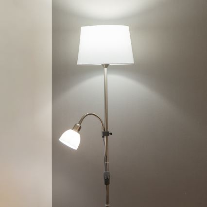 Brilagi - Grindinis šviestuvas CERIA 1xE27/100W/230V + 1xE14/25W matinis chromas/balta