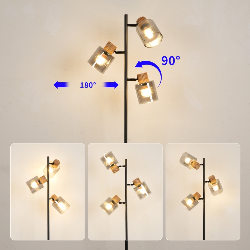 Brilagi - Grindinis šviestuvas HYGGE 3xE14/15W/230V kaučiukmedis/dūminis