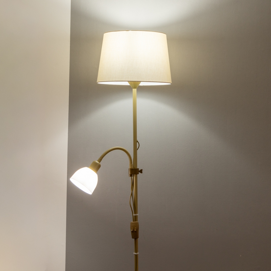 Brilagi - Grindų šviestuvas CERIA 1xE27/100W/230V + 1xE14/25W auksinė/smėlio spalvos