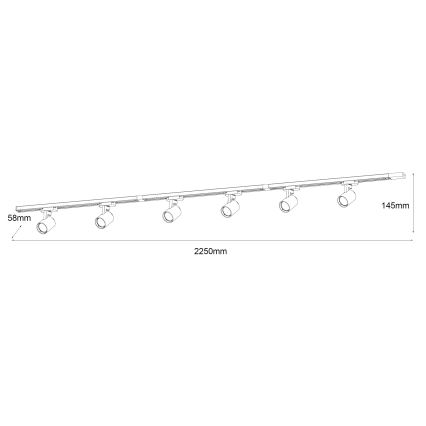 Brilagi - HUSKY bėginės sistemos taškinis šviestuvas 6xGU10/10W/230V juodas