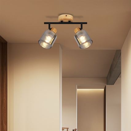 Brilagi - HYGGE taškinis šviestuvas 2xE14/15W/230V mediena/dūminė