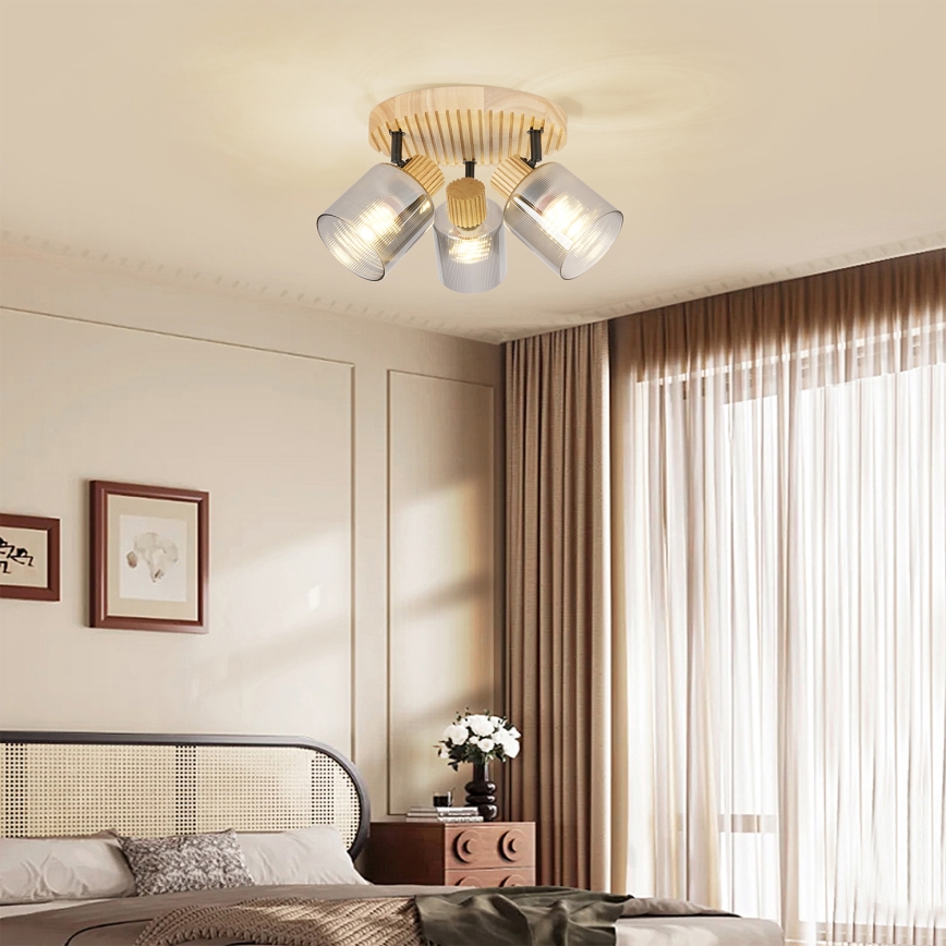 Brilagi - HYGGE taškinis šviestuvas 3xE14/15W/230V kaučiukmedis/dūminis