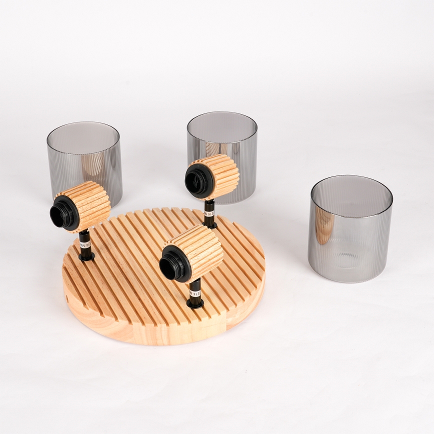 Brilagi - HYGGE taškinis šviestuvas 3xE14/15W/230V kaučiukmedis/dūminis