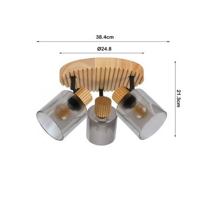 Brilagi - HYGGE taškinis šviestuvas 3xE14/15W/230V kaučiukmedis/dūminis