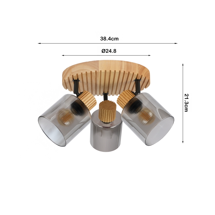 Brilagi - HYGGE taškinis šviestuvas 3xE14/15W/230V kaučiukmedis/dūminis