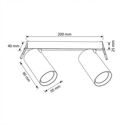 Brilagi - Įleidžiamas šviestuvas SELE 2xGU10/30W/230V juodas