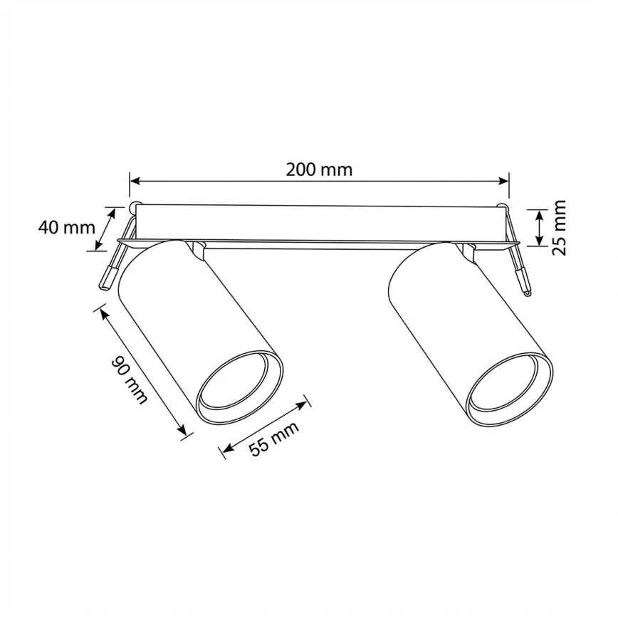 Brilagi - Įleidžiamas šviestuvas SELE 2xGU10/30W/230V juodas