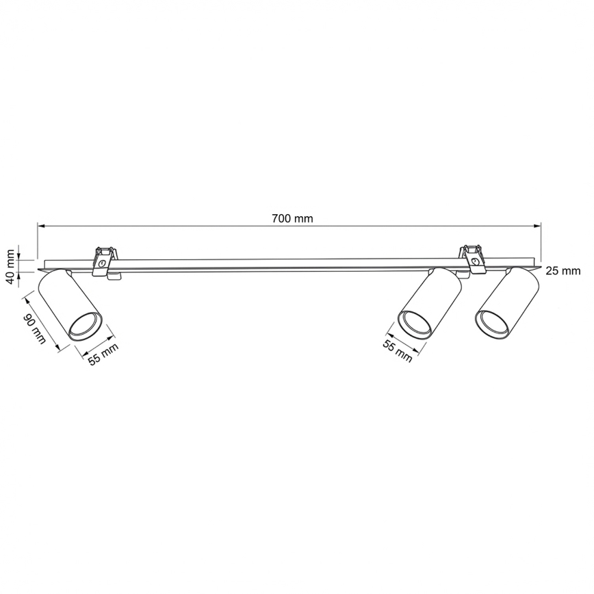 Brilagi - Įleidžiamas šviestuvas SELE 3xGU10/30W/230V juodas